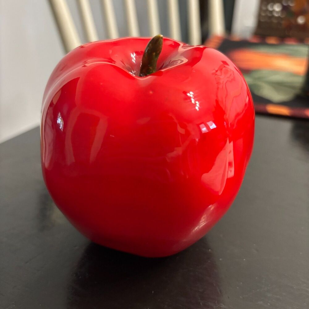 Candy Apple Red Hand Blown Glass 4"H Apple Snow White Poison Apple Decor